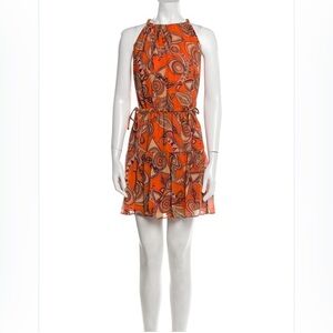 ALC Orange Pleated Tie Front Sundress